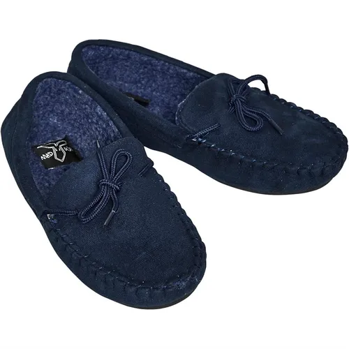 Mad Wax Boys Moccassin Slippers Navy