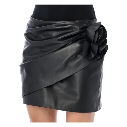 Magda Butrym , Black Leather Mini Skirt ,Black female, Sizes: