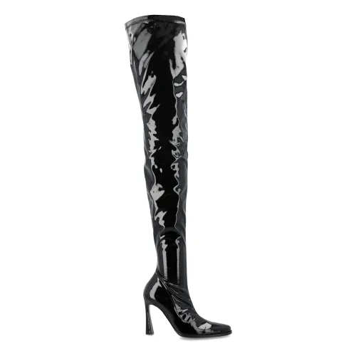 Magda Butrym , Black Leather Over-the-Knee Boots ,Black female, Sizes: