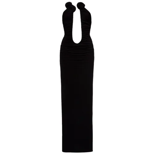 Magda Butrym , Elegant Black Long Dress ,Black female, Sizes: