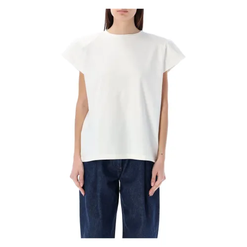 Magda Butrym , White Cotton T-Shirt with Embroidered Logo ,White female, Sizes: