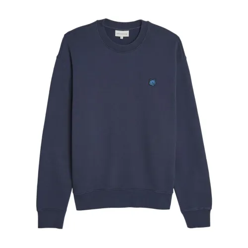 Maison Kitsuné , Blue Logo Sweatshirt ,Blue male, Sizes: