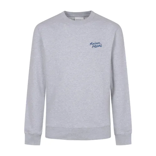 Maison Kitsuné , Handwriting Regular Sweatshirt ,Gray male, Sizes:
