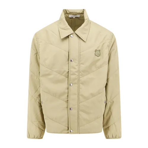 Maison Kitsuné , Mens Clothing Jackets Coats Beige Ss24 ,Green male, Sizes: