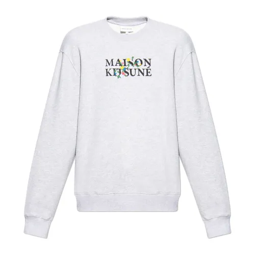 Maison Kitsuné , Sweatshirt with logo ,Gray male, Sizes: