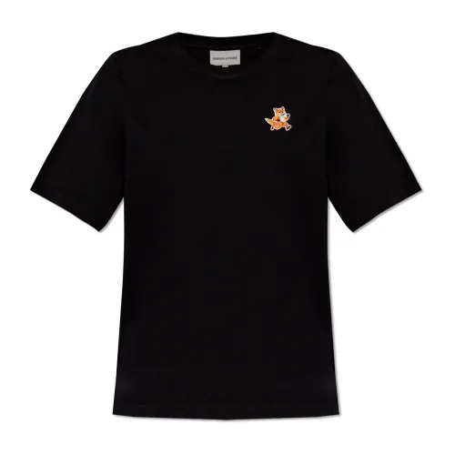 Maison Kitsuné , T-shirt with logo ,Black female, Sizes: