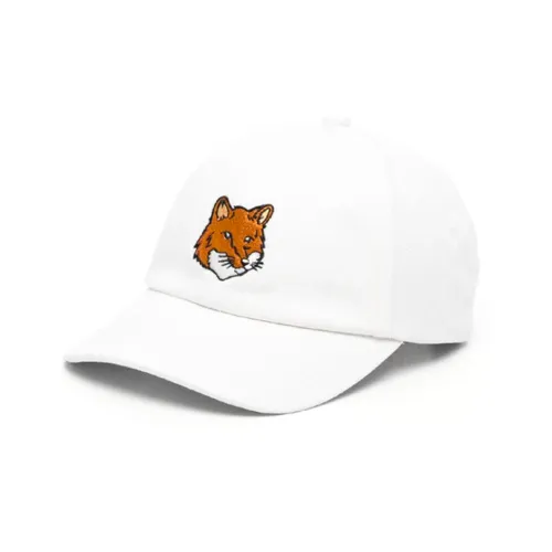 Maison Kitsuné , White Large Fox Head Cotton Hat ,White unisex, Sizes: ONE