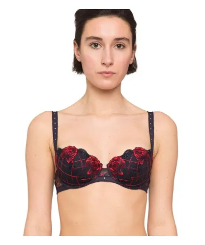 Maison Lejaby Womens 18932 Checks and Roses Padded Demi Cup Bra - Multicolour