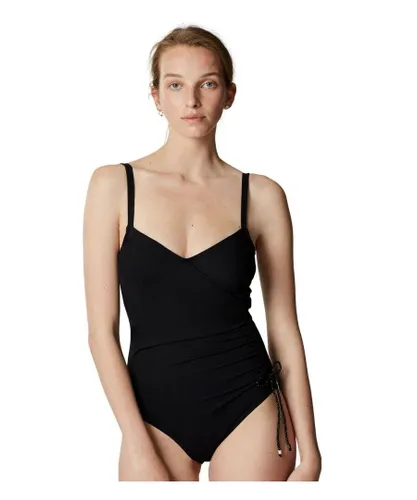 Maison Lejaby Womens R18215 Drape Full Cup Ballerina Swimsuit - Black Elastane