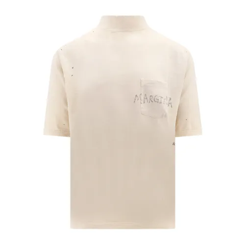 Maison Margiela , Beige High Neck T-Shirt with Pocket ,Beige male, Sizes: