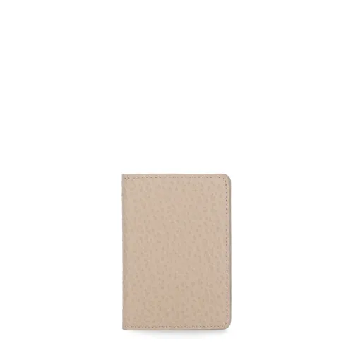Maison Margiela , Beige Leather Card Holder with Contrasting Logo ,Beige unisex, Sizes: ONE SIZE