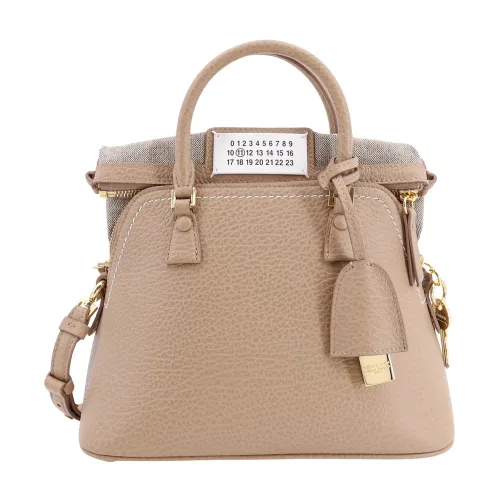 Maison Margiela , Beige Leather Handbag with Zip Closure ,Beige female, Sizes: ONE SIZE