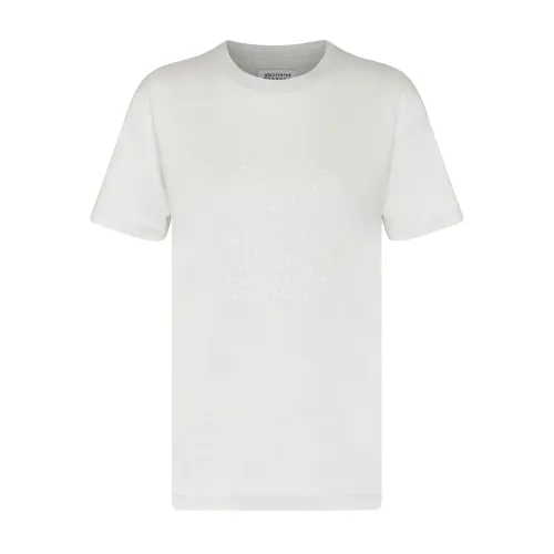 Maison Margiela , Beige Logo Print T-Shirt ,Beige female, Sizes: