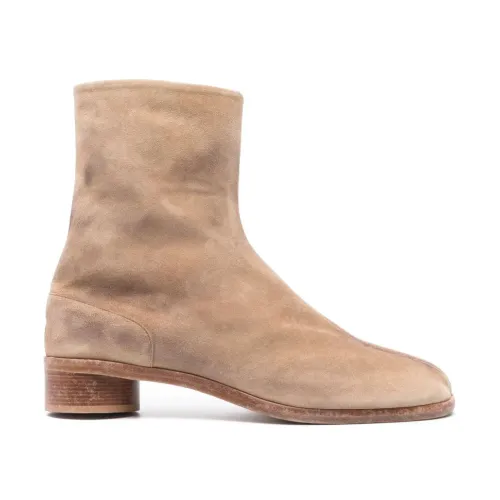 Maison Margiela , Beige Split Toe Suede Ankle Boots ,Brown male, Sizes: