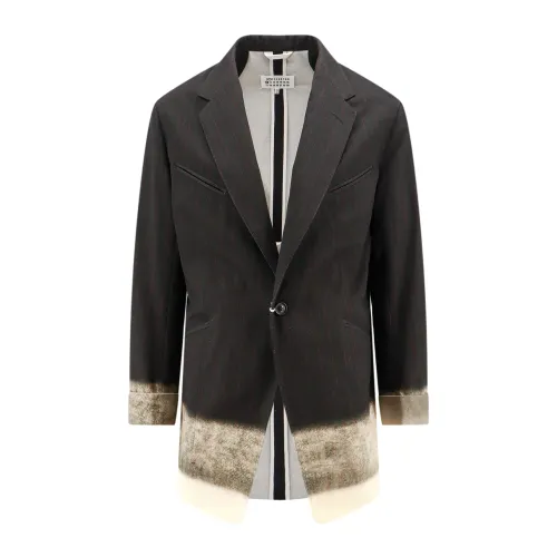 Maison Margiela , Black Cotton Blazer with Contrasting Detail ,Black male, Sizes:
