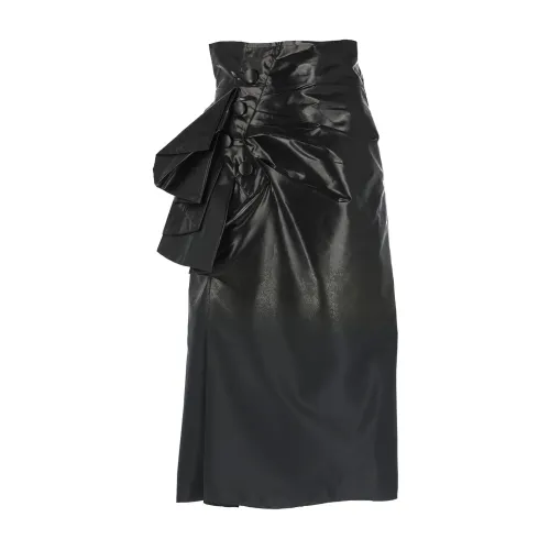 Maison Margiela , Black Draped Skirt with Button and Stitch Detail ,Black female, Sizes: