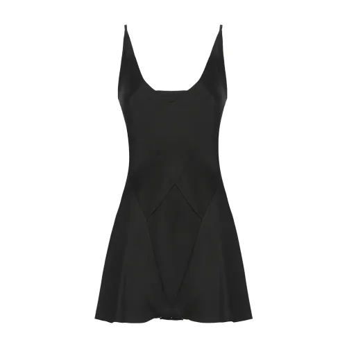 Maison Margiela , Black Jumpsuit with Wide Neck and Snap Buttons ,Black female, Sizes: