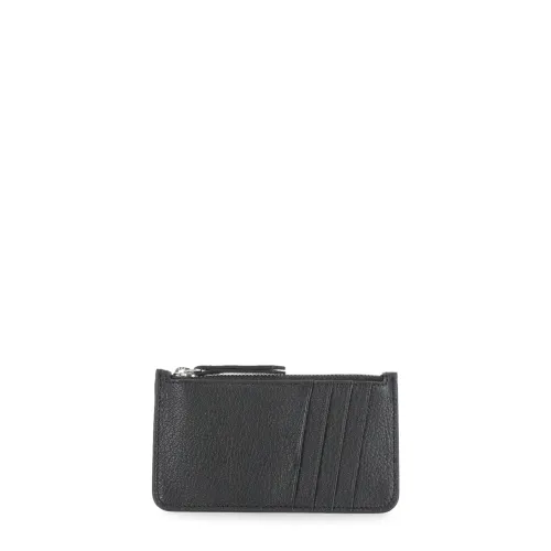 Maison Margiela , Black Leather Wallet with Coin and Card Holders ,Black unisex, Sizes: ONE SIZE
