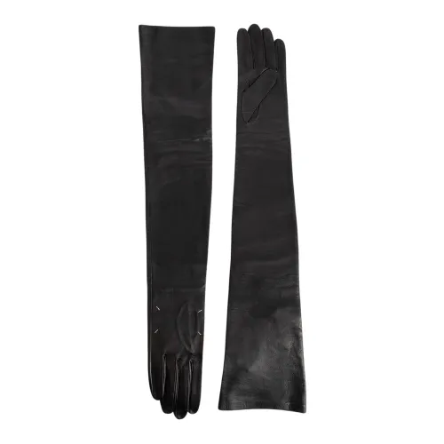 Maison Margiela , Black Long Gloves - 100% Leather ,Black female, Sizes:
