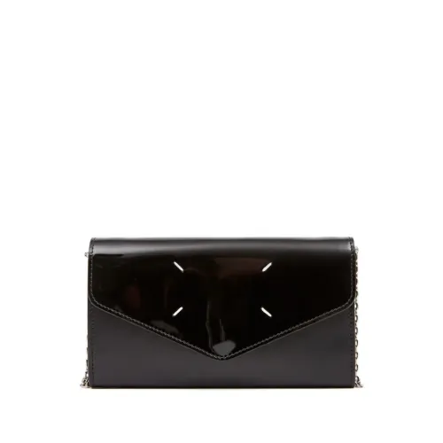Maison Margiela , Black Wallet Bag with Shiny Leather Chain ,Black female, Sizes: ONE SIZE
