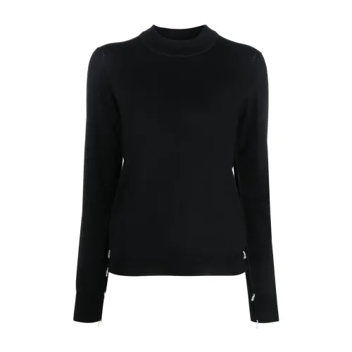 Maison Margiela , Black Wool Fringed Sweater ,Black female, Sizes:
