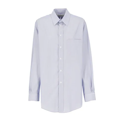 Maison Margiela , Blue Cotton Shirt with Collar and Long Sleeves ,Blue female, Sizes: