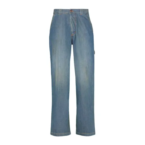 Maison Margiela , Blue Stonewashed Straight Jeans for Women ,Blue female, Sizes:
