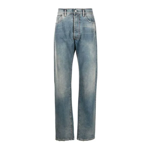 Maison Margiela , Blue Straight Leg Pants with 5 Pockets ,Blue male, Sizes: