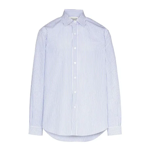 Maison Margiela , Blue Striped Cotton Shirt for Men ,Blue male, Sizes: