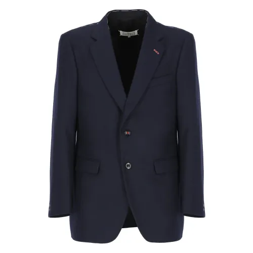 Maison Margiela , Blue Wool Jacket with Peak Lapel Collar ,Blue male, Sizes: