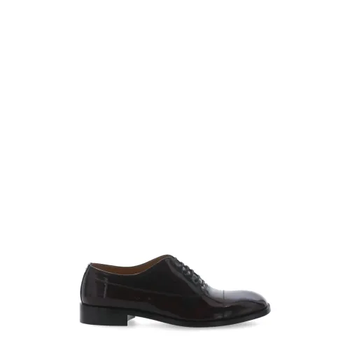 Maison Margiela , Brown Polished Leather Flat Shoes ,Black male, Sizes: