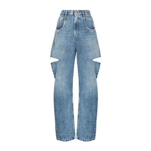 Maison Margiela , Clear Blue Distressed Straight-Leg Jeans ,Blue female, Sizes: