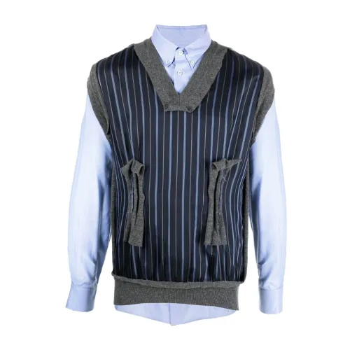Maison Margiela , Clear Blue Striped Longsleeve Shirt ,Blue male, Sizes: