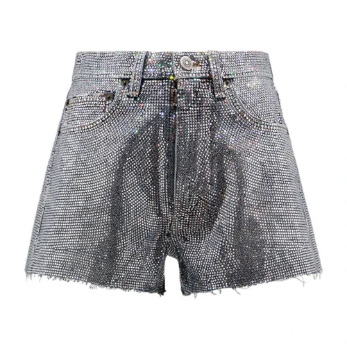 Maison Margiela , Cotton Shorts with Zip and Button Closure ,Gray female, Sizes: