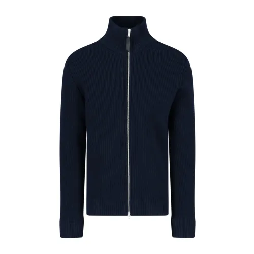 Maison Margiela , Elegant and Comfortable Zip-Up Sweater in Blue and Green ,Blue male, Sizes: