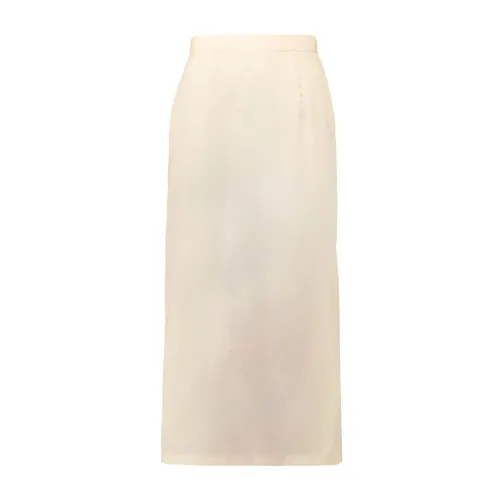 Maison Margiela , Elegant Yellow Silk Blend Skirt ,Beige female, Sizes: