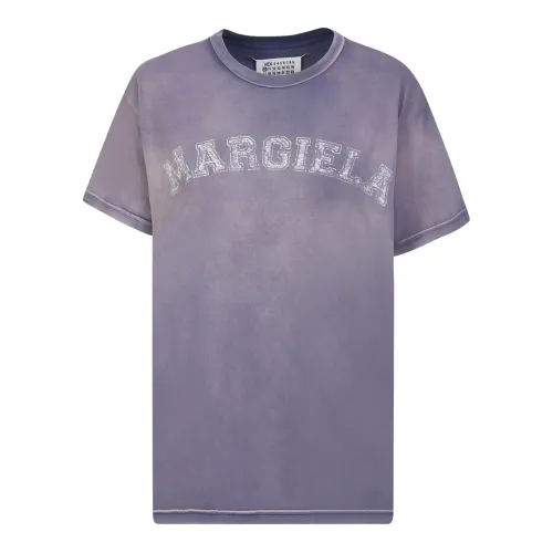 Maison Margiela , Faded College Logo T-Shirt ,Purple female, Sizes: