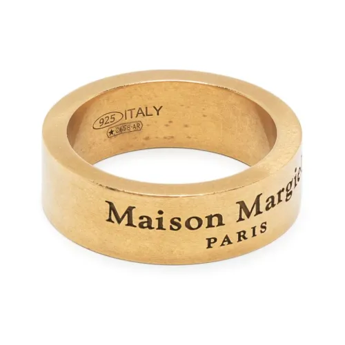 Maison Margiela , Golden Engraved Ring with Brushed Finish ,Yellow male, Sizes: M, 2XL, 3XL, XL