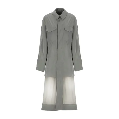 Maison Margiela , Grey Raincoat with Reversible Design ,Gray female, Sizes: