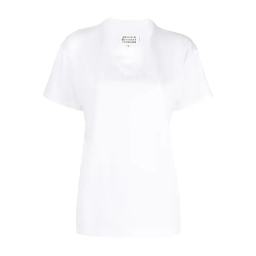 Maison Margiela , Iconic Logo Women`s Crew-Neck T-Shirt ,White female, Sizes: