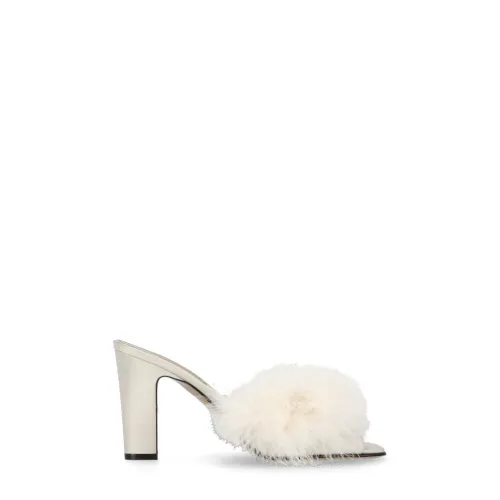 Maison Margiela , Ivory Heeled Shoes with Feather Details ,Beige female, Sizes: