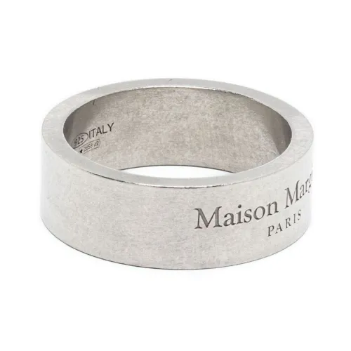 Maison Margiela , Logo-Engraved Silver Band Ring ,Gray male, Sizes: M
