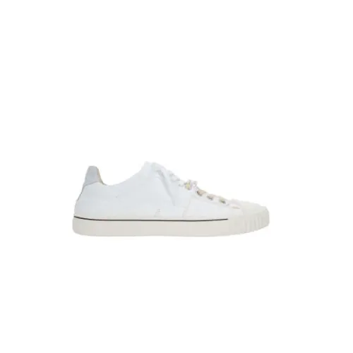 Maison Margiela , Low-Top Leather and Canvas Sneakers with Contrast Stitching ,White male, Sizes: