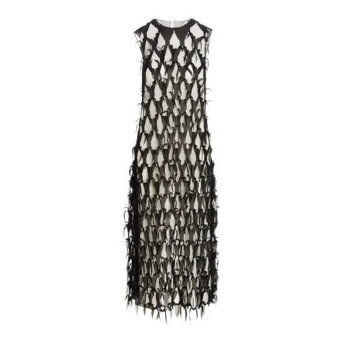 Maison Margiela , Luxurious Silk Midi Dress ,Black female, Sizes: