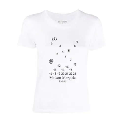 Maison Margiela , Numeric Logo Crewneck T-shirts and Polos ,White female, Sizes: