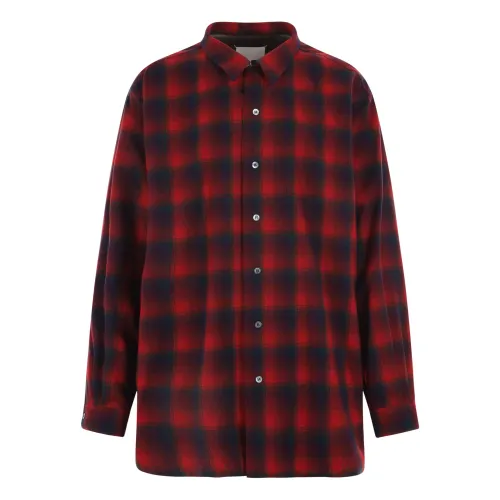 Maison Margiela , Oversized Flannel Shirt with Pendleton Patch ,Red male, Sizes: