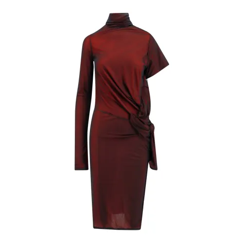 Maison Margiela , Red Turtleneck Dress with Side Knot Detail ,Red female, Sizes: