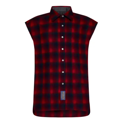 Maison Margiela , Red Wool Plaid Sleeveless Shirt ,Red male, Sizes: