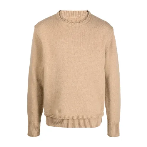 Maison Margiela , Round Knit Sweater Update ,Beige male, Sizes: