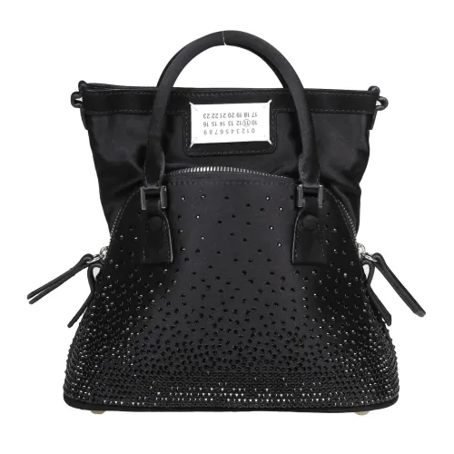 Maison Margiela , Satin Crystal Mini Handbag ,Black female, Sizes: ONE SIZE